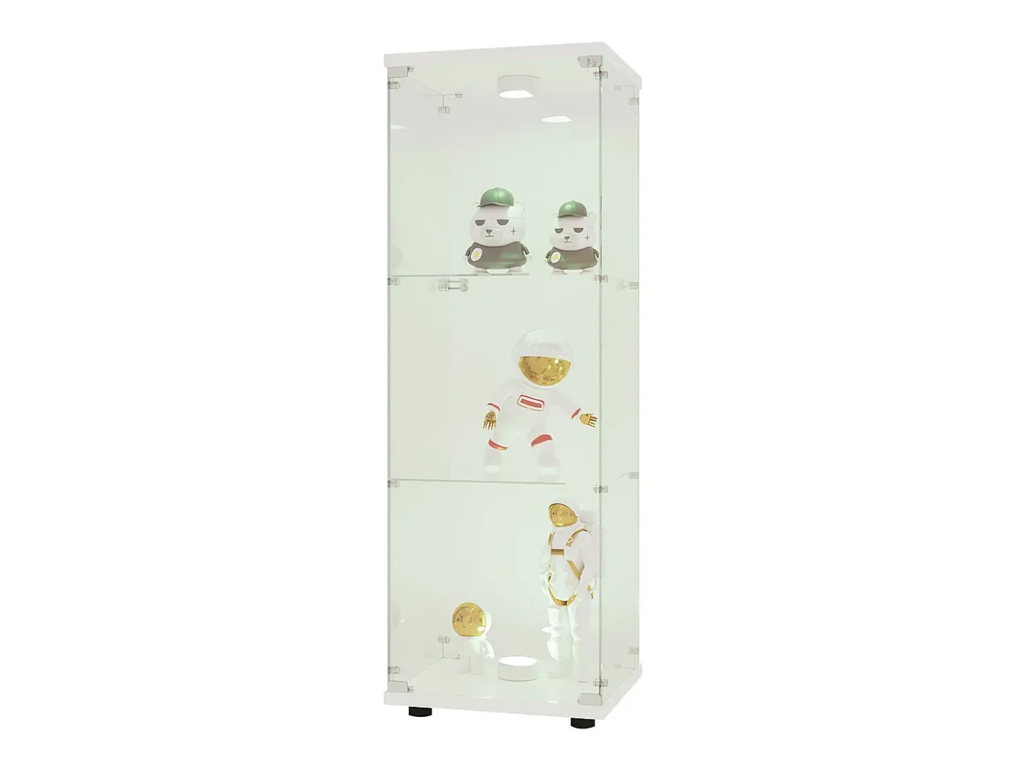 Vitrine em vidro 42×36×125cm GARHELPER - 3 prateleiras - 1 porta - Vidro temperado - Luz LED - Preto