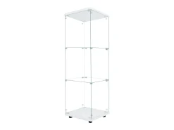 Vitrine em vidro 42×36×125cm GARHELPER - 3 prateleiras - 1 porta - Vidro temperado - Luz LED - Preto