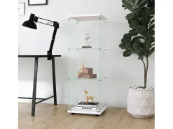 Vitrine em vidro 42×36×125cm GHARHELPER - 3 prateleiras - 1 porta - Vidro temperado - branco