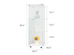 Vitrine em vidro 42×36×125cm GHARHELPER - 3 prateleiras - 1 porta - Vidro temperado - branco