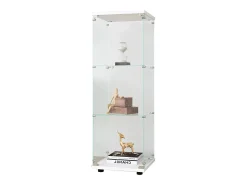 Vitrine em vidro 42×36×125cm GHARHELPER - 3 prateleiras - 1 porta - Vidro temperado - branco