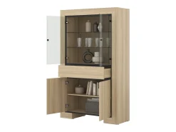 Vitrine grande coleção COPA – 4 portas e 1 gaveta – Carvalho elegante – Sem iluminação LED
