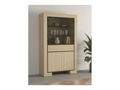 Vitrine grande coleção COPA – 4 portas e 1 gaveta – Carvalho elegante – Sem iluminação LED