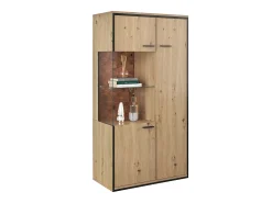 Vitrine H 160cm com LED - 3 portas e 8 compartimentos - Natural
