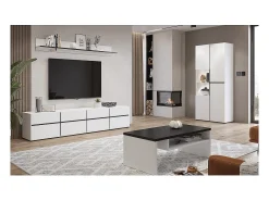 Vitrine haute 2 portes collection HAVANA. Coloris blanc et noir.