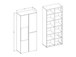 Vitrine haute 2 portes collection HAVANA. Coloris blanc et noir.