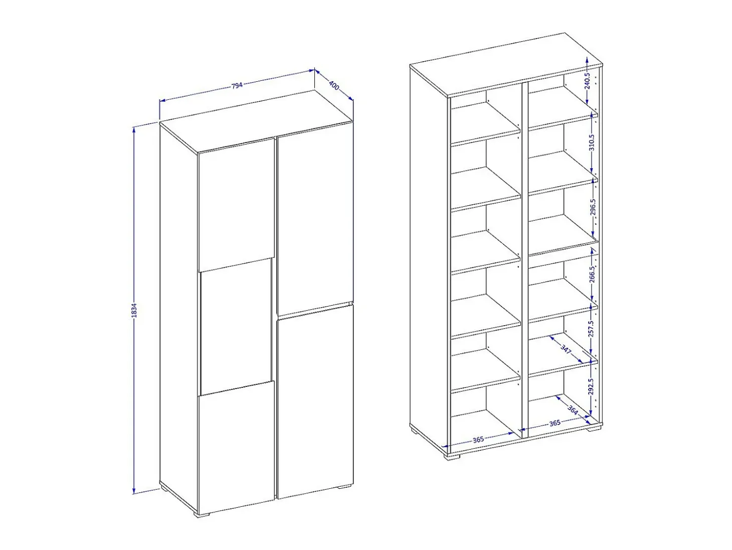 Vitrine haute 2 portes collection HAVANA. Coloris blanc et noir.