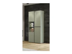 Vitrine haute 2 portes collection HAVANA avec LED intégrée. Coloris sauge et noir.