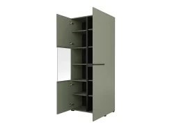 Vitrine haute 2 portes collection HAVANA avec LED intégrée. Coloris sauge et noir.