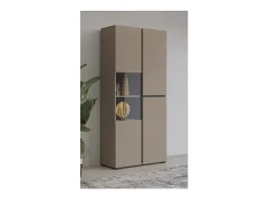 Vitrine haute 2 portes collection HAVANA. Coloris beige et noir.
