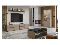 Vitrine haute 2 portes collection HAVANA. Coloris beige et noir.