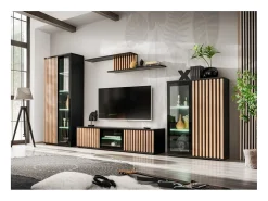 Vitrine haute design collection DEAN – 2 portes avec éclairage LED intégré