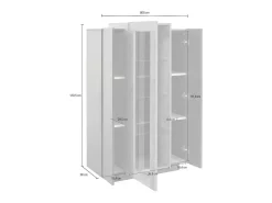 Vitrine Kevin, Aparador com três portas, Móveis de sala multiuso, 100% Fabricado na Itália, 80x38h121 cm, Antracite e Bordo