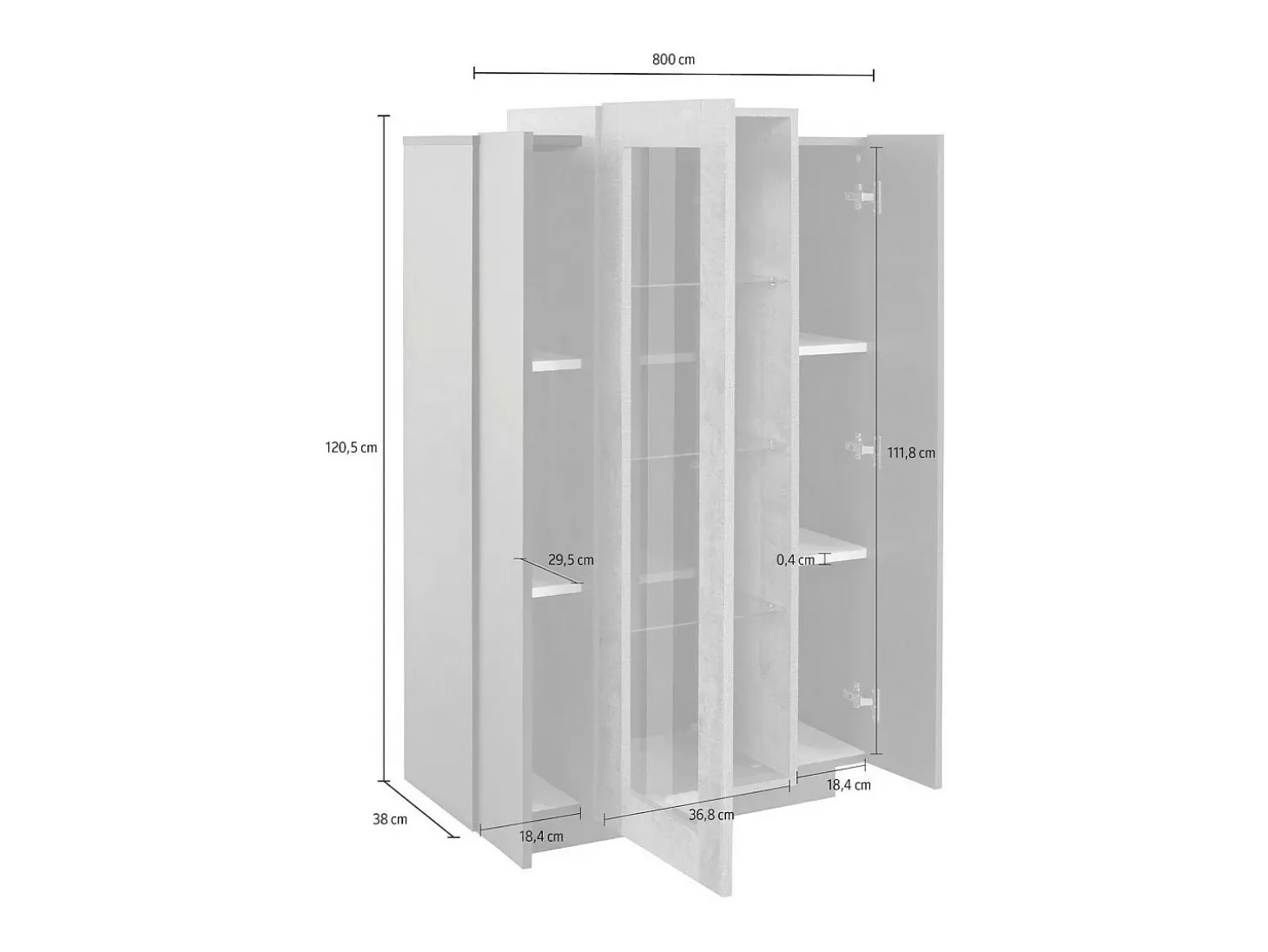 Vitrine Kevin, Aparador com três portas, Móveis de sala multiuso, 100% Fabricado na Itália, 80x38h121 cm, Antracite e Bordo
