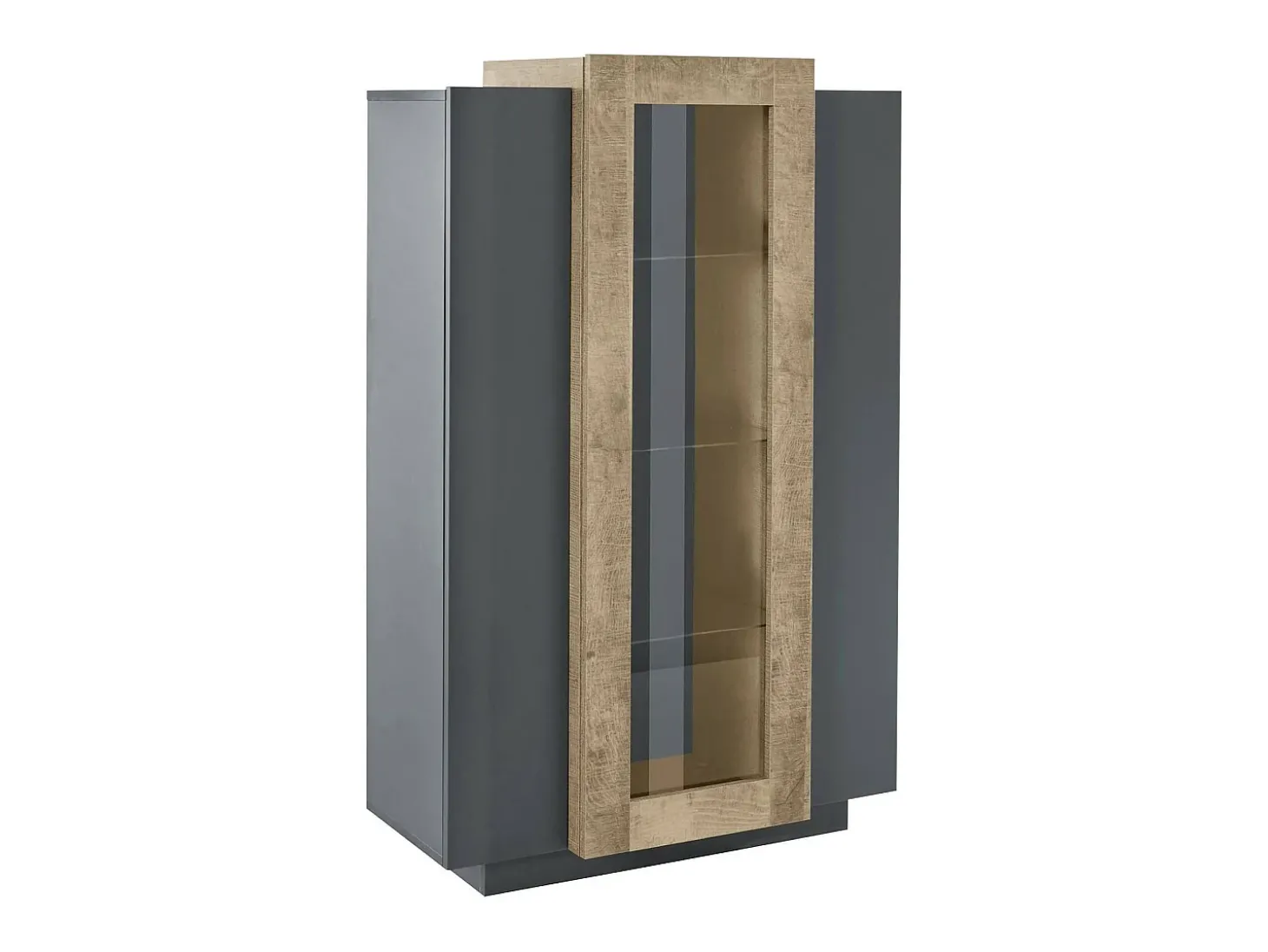 Vitrine Kevin, Aparador com três portas, Móveis de sala multiuso, 100% Fabricado na Itália, 80x38h121 cm, Antracite e Bordo