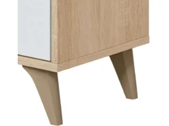 Vitrine Kikua com 3 portas, carvalho canadense e branco artik, 142x77x33 cm