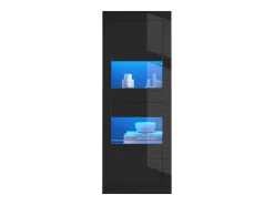 Vitrine laqueada com LEDs + 1 prateleira de vidro + porta - 61 x 42 x 162 cm - aglomerado - preto