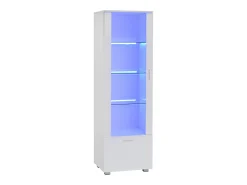 Vitrine LED branca com portas em acrílico e 3 prateleiras, 50x40x160 cm