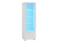 Vitrine LED branca com portas em acrílico e 3 prateleiras, 50x40x160 cm