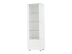 Vitrine LED branca com portas em acrílico e 3 prateleiras, 50x40x160 cm