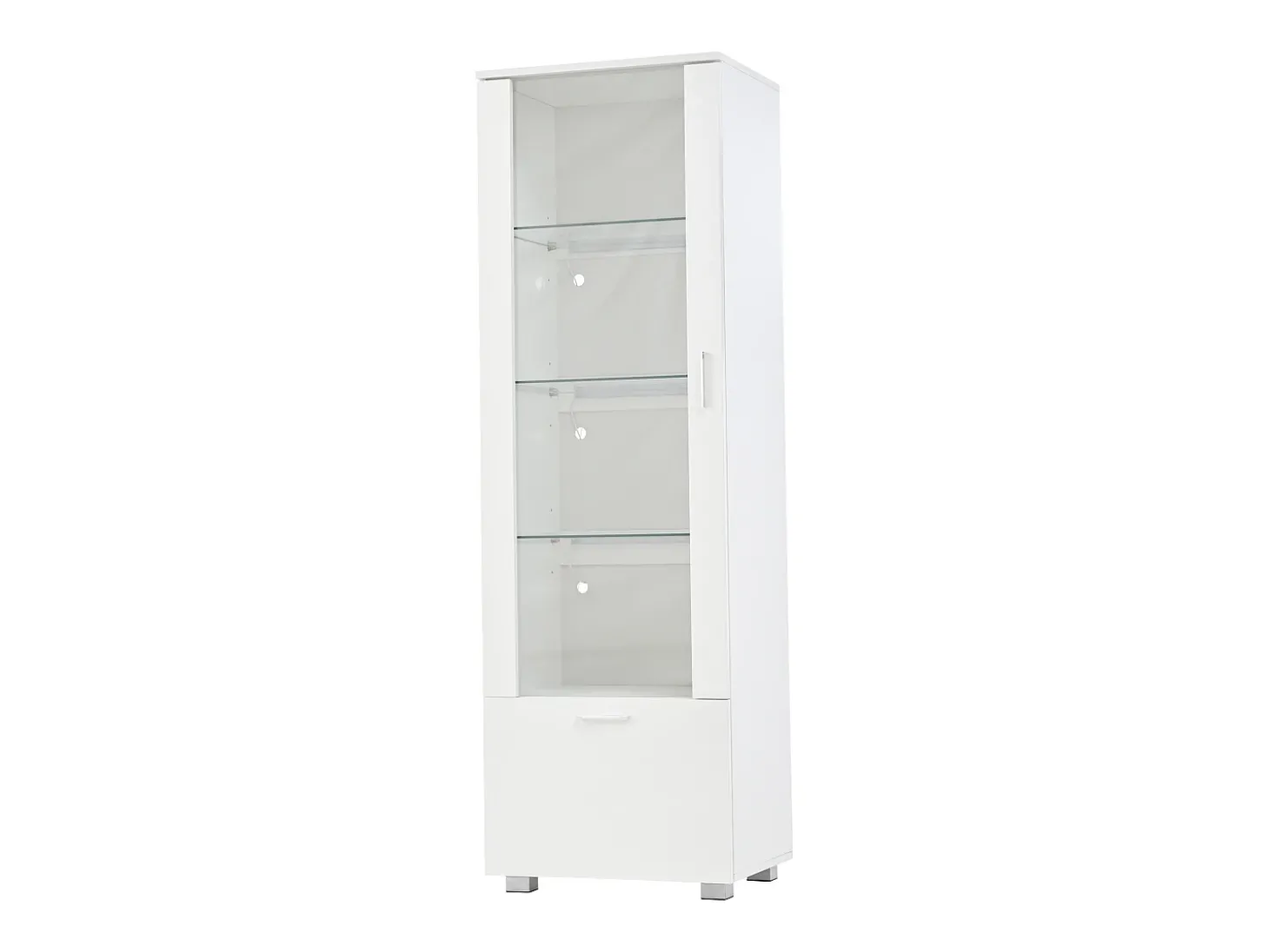 Vitrine LED branca com portas em acrílico e 3 prateleiras, 50x40x160 cm