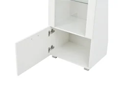 Vitrine LED branca com portas em acrílico e 3 prateleiras, 50x40x160 cm