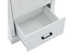 Vitrine LED moderna 50x35x178 cm - com iluminação LED - 1 gaveta - 1 porta de vidro - 5 compartimentos - branco