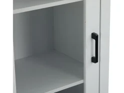Vitrine LED moderna 50x35x178 cm - com iluminação LED - 1 gaveta - 1 porta de vidro - 5 compartimentos - branco