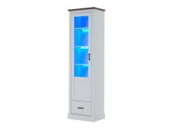 Vitrine LED moderna 50x35x178 cm - com iluminação LED - 1 gaveta - 1 porta de vidro - 5 compartimentos - branco