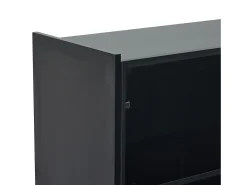 Vitrine LED moderna 80x120x35 cm - com iluminação LED 16 cores - com 2 portas de vidro - com compartimentos de armazenamento - Preto