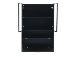 Vitrine LED moderna 80x120x35 cm - com iluminação LED 16 cores - com 2 portas de vidro - com compartimentos de armazenamento - Preto