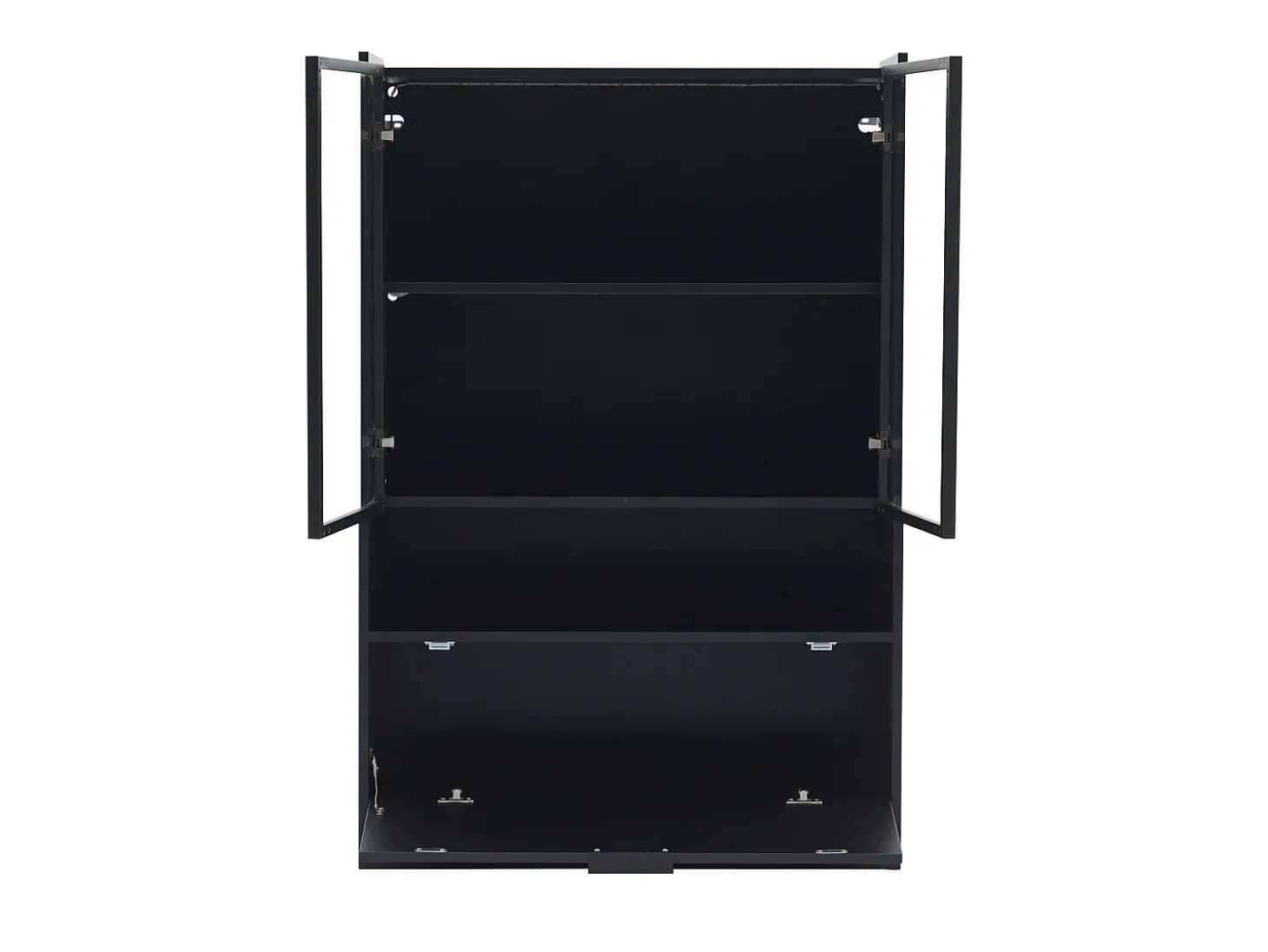 Vitrine LED moderna 80x120x35 cm - com iluminação LED 16 cores - com 2 portas de vidro - com compartimentos de armazenamento - Preto