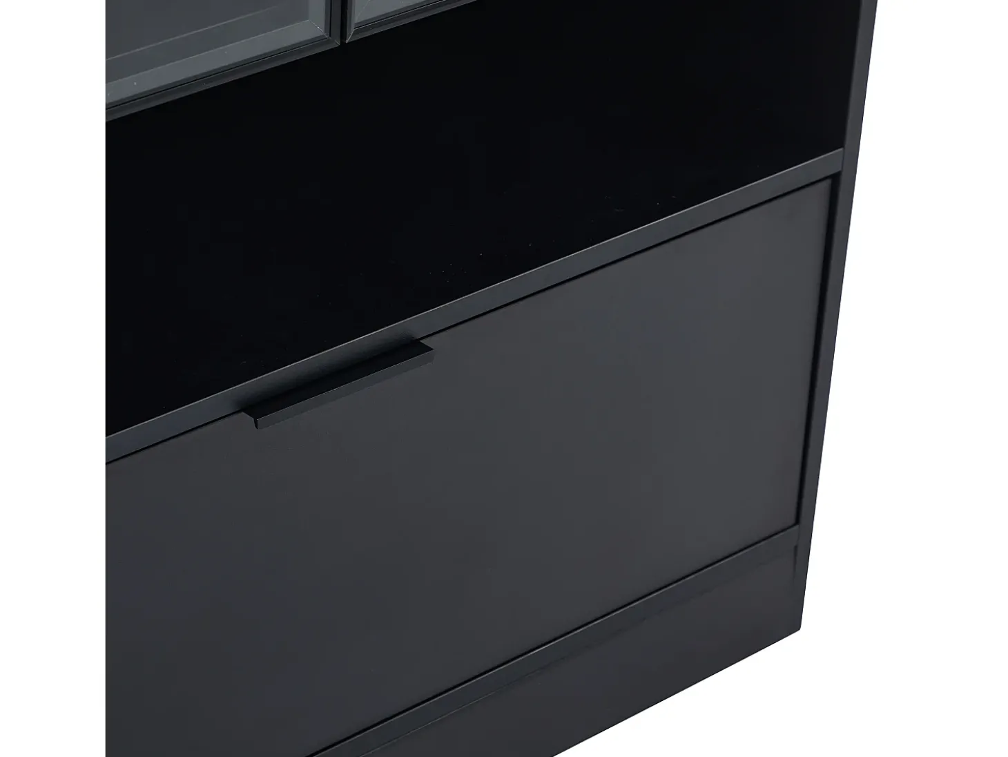 Vitrine LED moderna 80x120x35 cm - com iluminação LED 16 cores - com 2 portas de vidro - com compartimentos de armazenamento - Preto