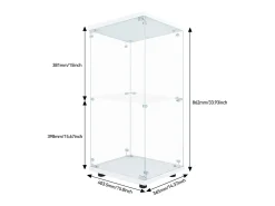 Vitrine moderna de vidro com 2 prateleiras de vidro, 1 porta, iluminação LED e fechadura, 86x40,4x36,5cm, branca.