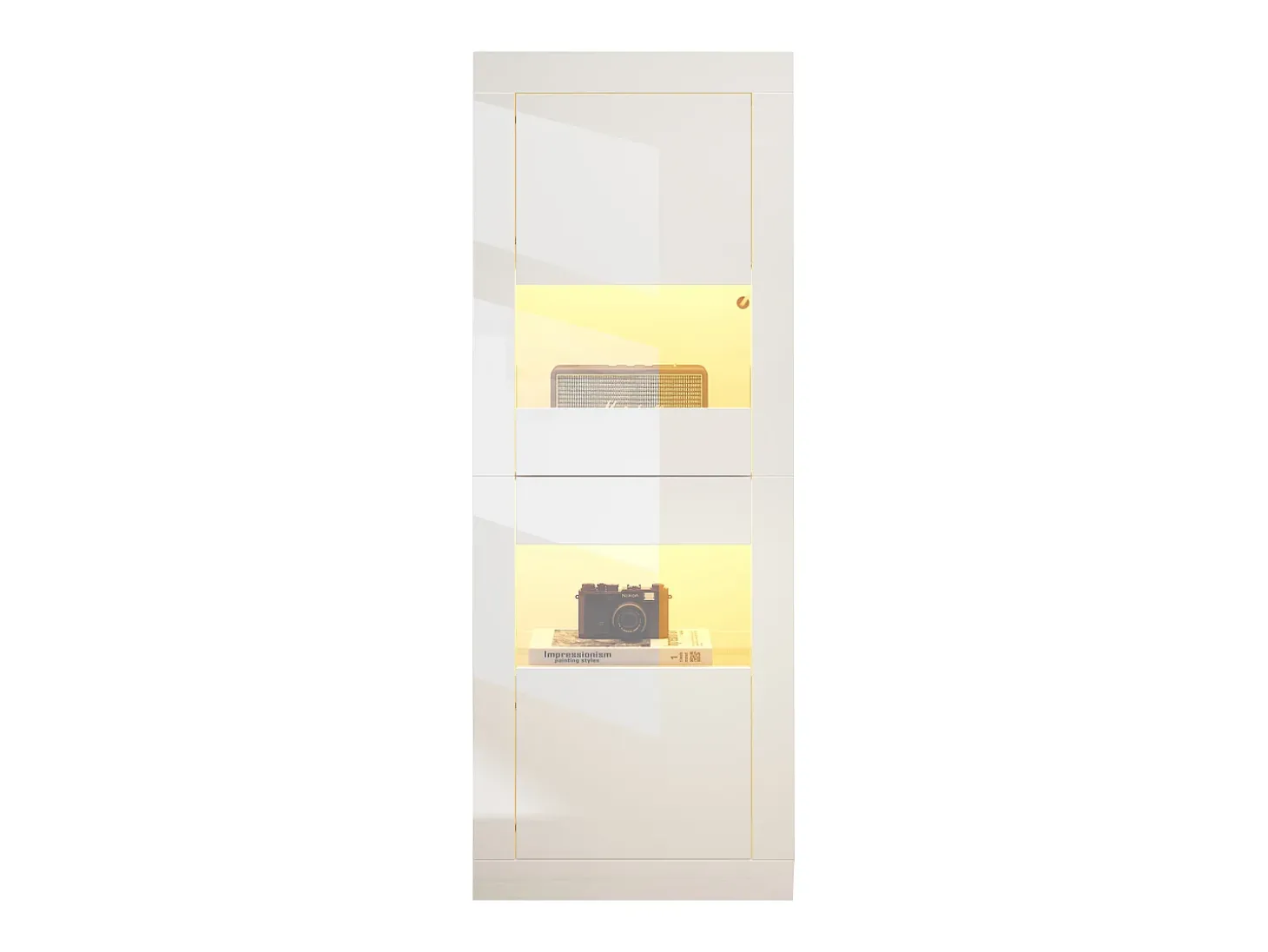Vitrine moderna 61x42x162cm - com iluminação LED - com 2 portas - branca