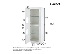 Vitrine moderna 61x42x162cm - com iluminação LED - com 2 portas - branca
