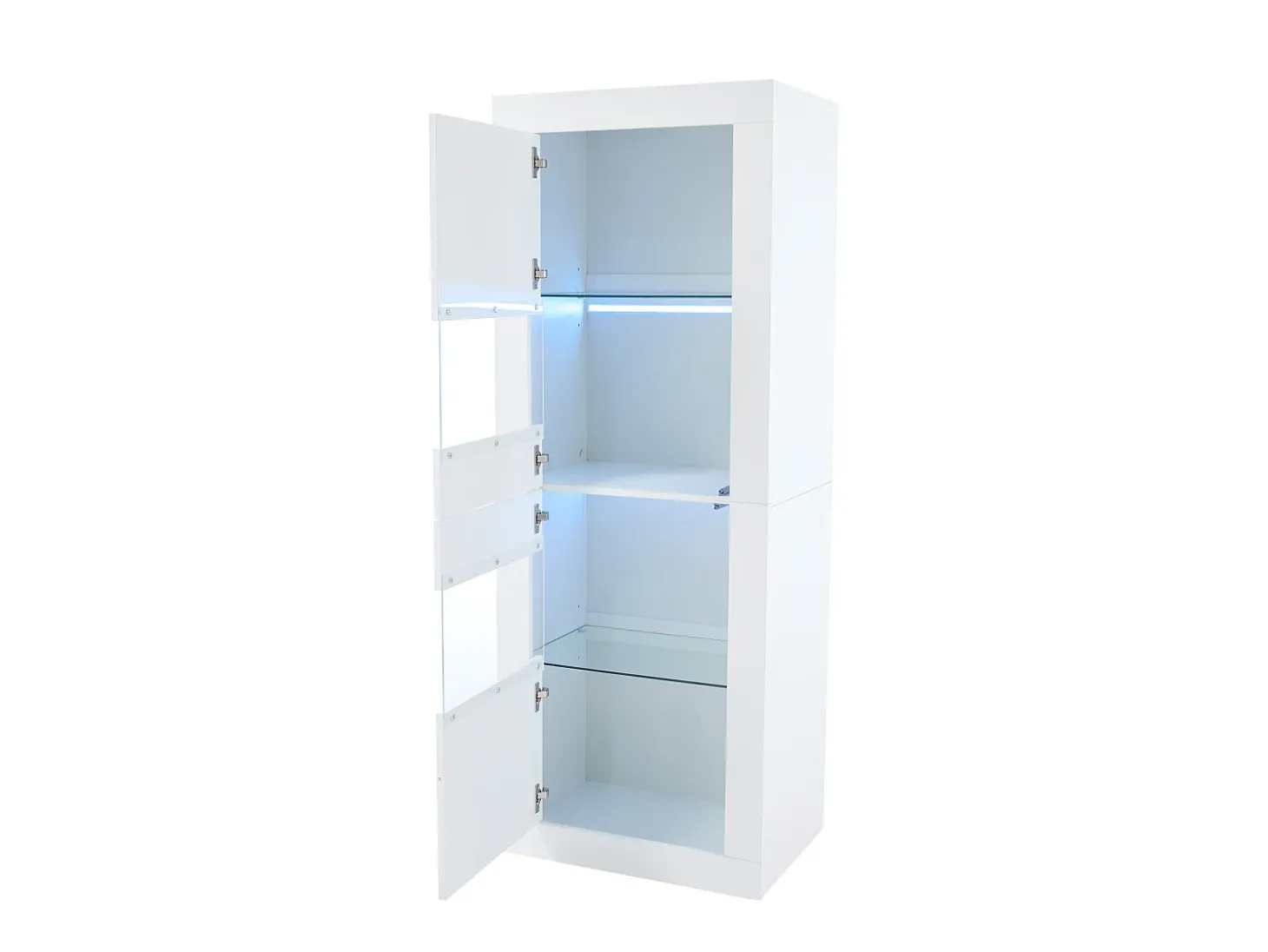 Vitrine moderna 61x42x162cm - com iluminação LED - com 2 portas - branca