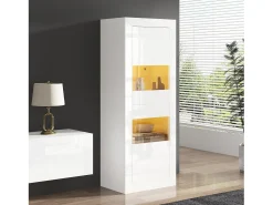 Vitrine moderna 61x42x162cm - com iluminação LED - com 2 portas - branca