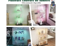 Vitrine única – 3 níveis, fundo preto, acabamento transparente