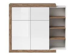 Vitrine pequeno modelo design nas cores carvalho e branco brilhante coleção SINATRA.