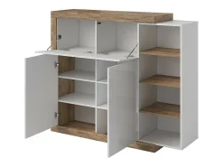 Vitrine pequeno modelo design nas cores carvalho e branco brilhante coleção SINATRA.