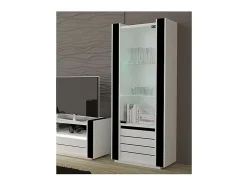 Vitrine pequeno modelo LINA branca e preta brilhante com LED