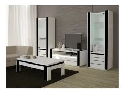 Vitrine pequeno modelo LINA branca e preta brilhante com LED