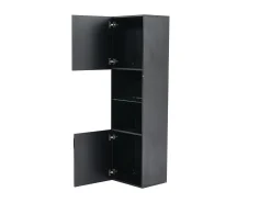 Vitrine preta brilhante com iluminação LED - Armário alto para sala de estar - Armário de armazenamento - 45x35x160 cm