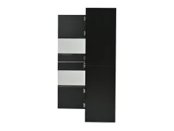 Vitrine preta com iluminação LED, prateleiras em vidro e 2 portas, 61x42x162 cm