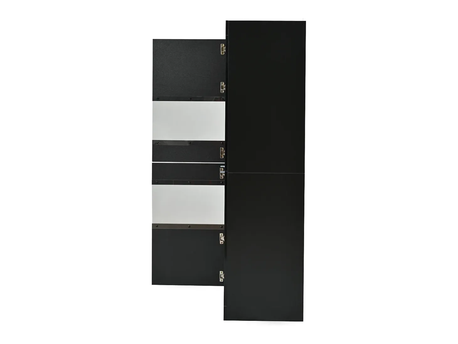 Vitrine preta com iluminação LED, prateleiras em vidro e 2 portas, 61x42x162 cm