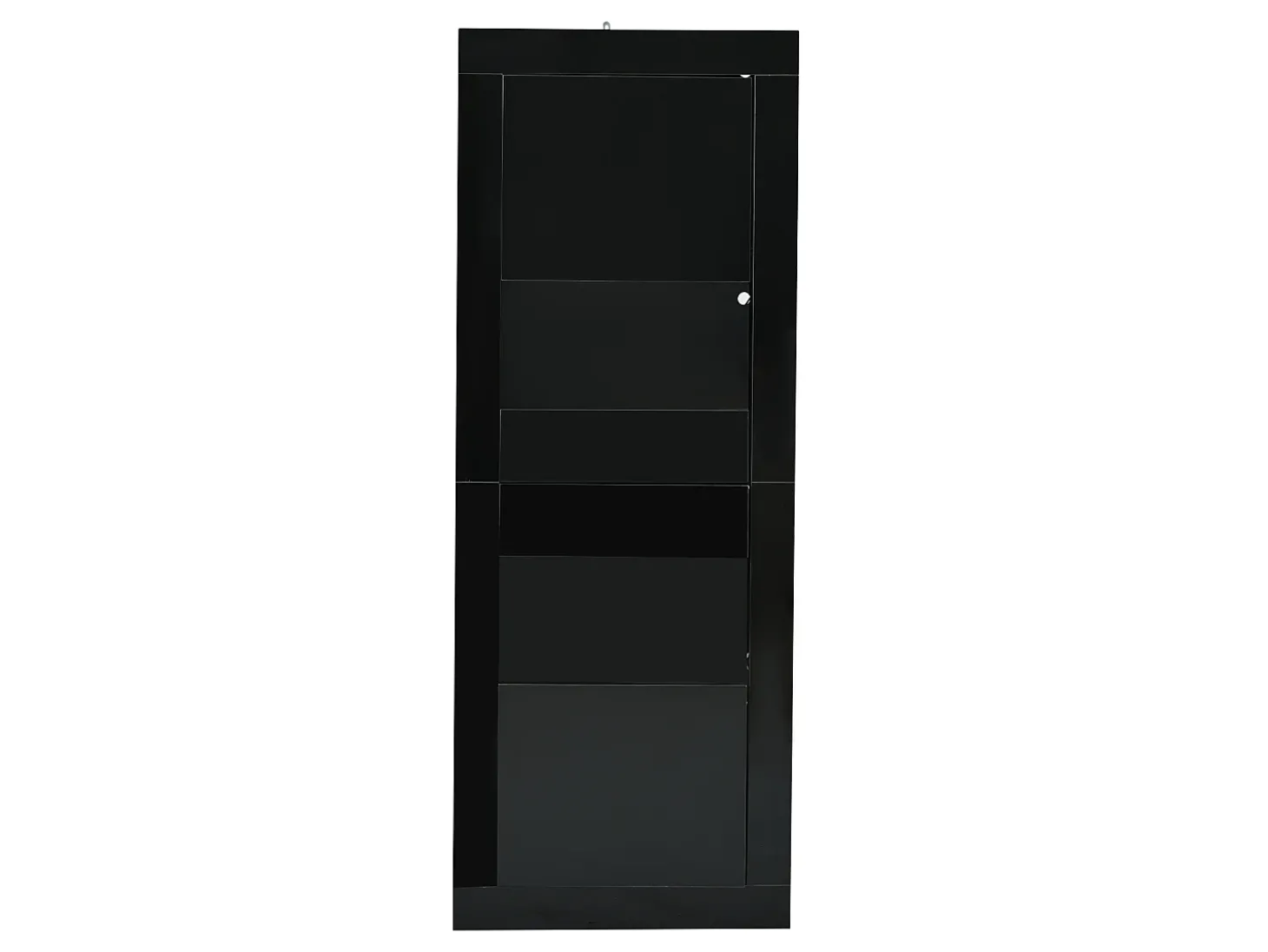 Vitrine preta com iluminação LED, prateleiras em vidro e 2 portas, 61x42x162 cm