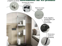 Vitrine simples aberta com três níveis + base preta com lacado incolor
