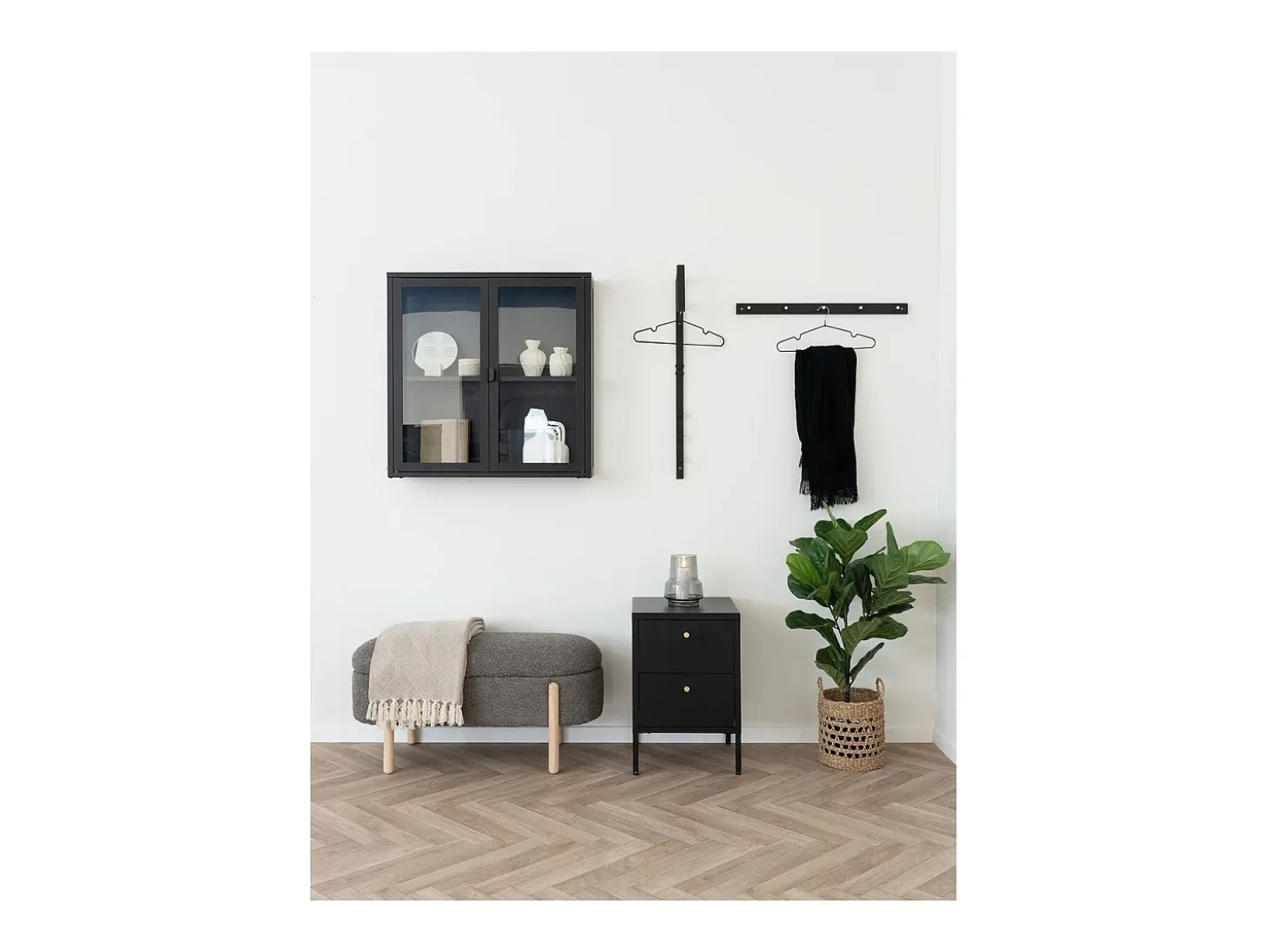 Vitrine Suspensa Brisbane, Preto, 18x80x80 cm, Kendra Home