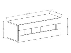 Vitrine suspensa horizontal coleção OHIO na cor branca e acabamentos em carvalho.